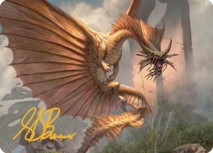Ancient Gold Dragon Art Card (28/81) (Gold-Stamped Signature), Art Series: Commander Legends: Battle for Baldur's Gate 28