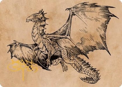 Ancient Bronze Dragon Art Card (58/81) (Gold-Stamped Signature), Art Series: Commander Legends: Battle for Baldur's Gate 58