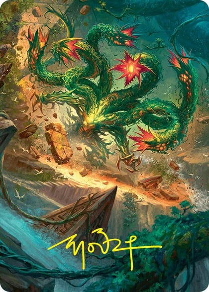 Mossborn Hydra Art Card (42/54) (Gold-Stamped Signature), Art Series: Foundations 42