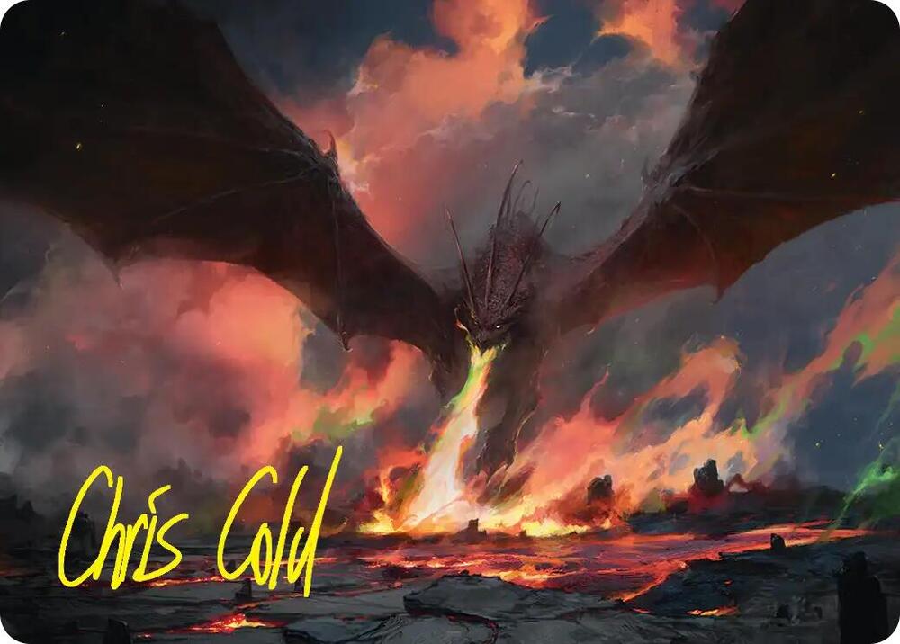Smaug, the Great Calamity Art Card (Gold-Stamped Signature), Art Series: The Hobbit 17