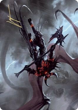 Burning-Rune Demon Art Card (Gold-Stamped Signature), Art Series: Kaldheim 20