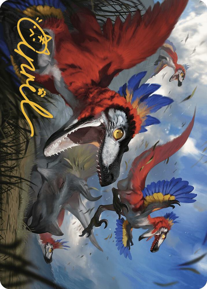Wrathful Raptors Art Card (Gold-Stamped Signature), Art Series: The Lost Caverns of Ixalan 77