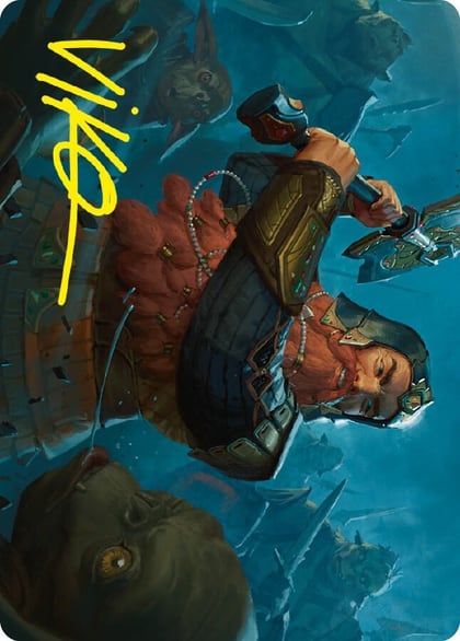 Gimli, Counter of Kills Art Card (10/81) (Gold-Stamped Signature), Art Series: Universes Beyond: The Lord of the Rings: Tales of Middle-earth 10