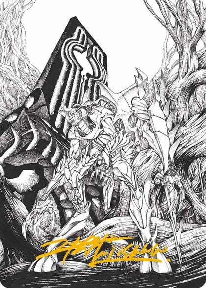 Lukka, Bound to Ruin Art Card (Gold-Stamped Signature), Art Series: Phyrexia: All Will Be One 79