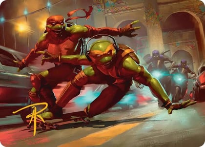 Raph & Mikey, Troublemakers Art Card (Gold-Stamped Signature), Art Series: Teenage Mutant Ninja Turtles 17