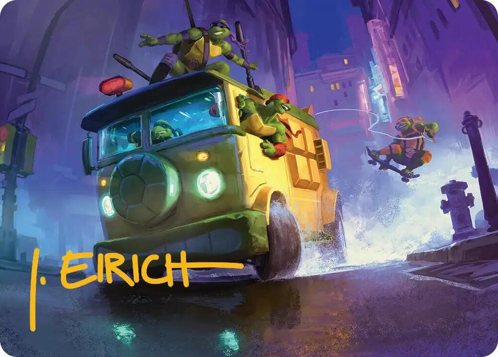 Turtle Van Art Card (Gold-Stamped Signature), Art Series: Teenage Mutant Ninja Turtles 19