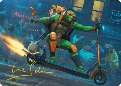 Michelangelo, On the Scene Art Card (Gold-Stamped Signature), Art Series: Teenage Mutant Ninja Turtles 49