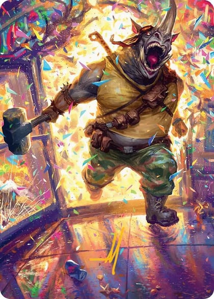 Rocksteady, Rowdy Rhino Art Card (Gold-Stamped Signature), Art Series: Teenage Mutant Ninja Turtles 54