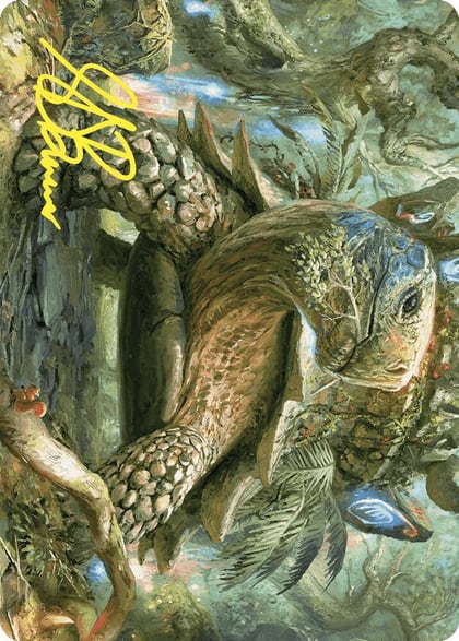 Blossoming Tortoise Art Card (Gold-Stamped Signature), Art Series: Wilds of Eldraine 24