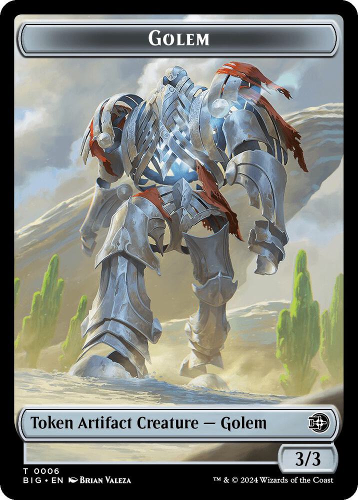 Golem // Plot Double-Sided Token, Outlaws of Thunder Junction: The Big Score 6 // 20