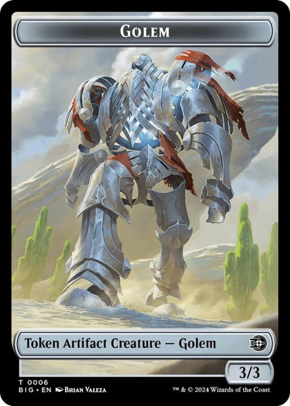 Golem // Plot Double-Sided Token, Outlaws of Thunder Junction: The Big Score 6 // 20