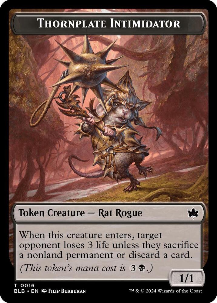 Thornplate Intimidator Token, Bloomburrow 16