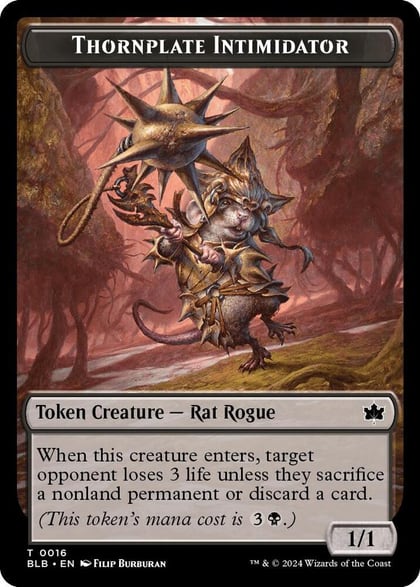 Thornplate Intimidator Token, Bloomburrow 16