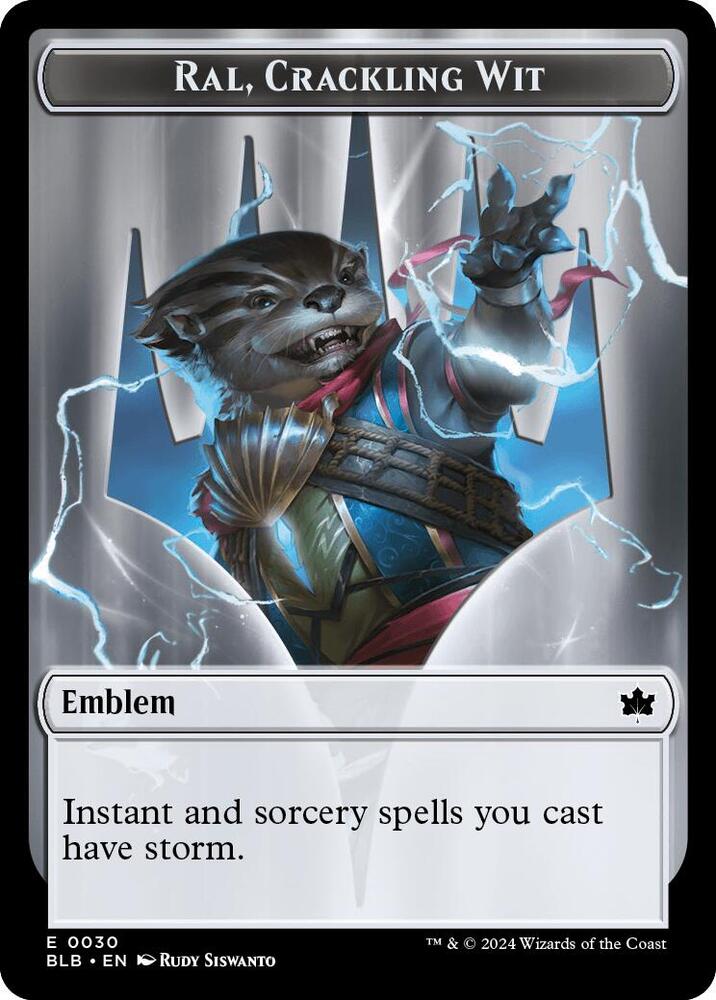 Emblem - Ral, Crackling Wit // Bushy Bodyguard Double-Sided Token, Bloomburrow 30 // 20