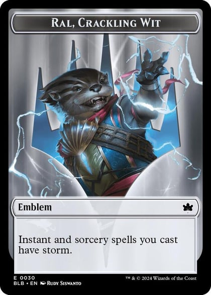 Emblem - Ral, Crackling Wit // Bushy Bodyguard Double-Sided Token, Bloomburrow 30 // 20