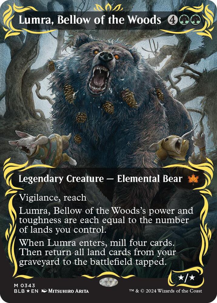 Lumra, Bellow of the Woods (Borderless) (Raised Foil), Bloomburrow 343