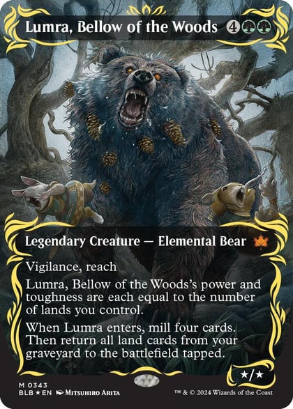 Lumra, Bellow of the Woods (Borderless) (Raised Foil), Bloomburrow 343