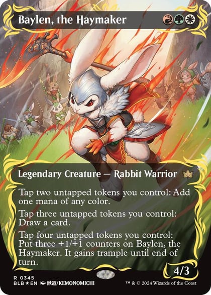 Baylen, the Haymaker (Borderless) (Raised Foil), Bloomburrow 345