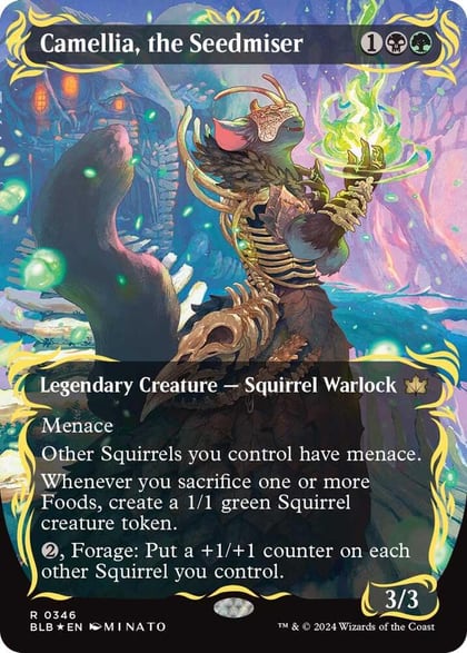 Camellia, the Seedmiser (Borderless) (Raised Foil), Bloomburrow 346