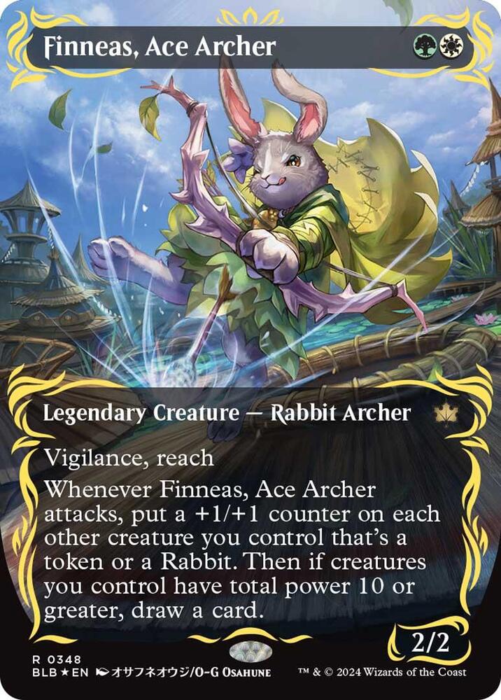 Finneas, Ace Archer (Borderless) (Raised Foil), Bloomburrow 348