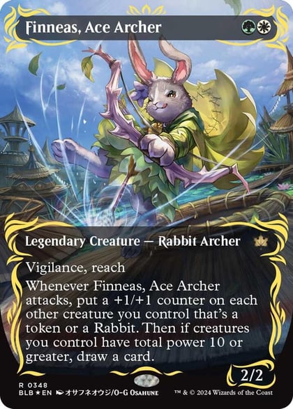 Finneas, Ace Archer (Borderless) (Raised Foil), Bloomburrow 348