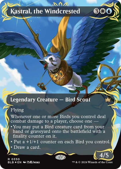 Kastral, the Windcrested (Borderless) (Raised Foil), Bloomburrow 350