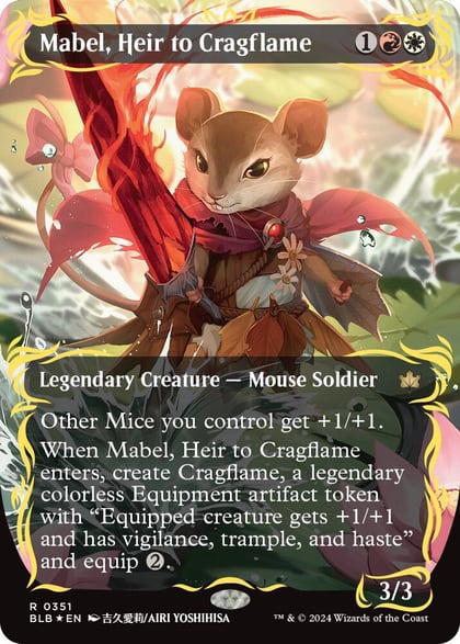 Mabel, Heir to Cragflame (Borderless) (Raised Foil), Bloomburrow 351