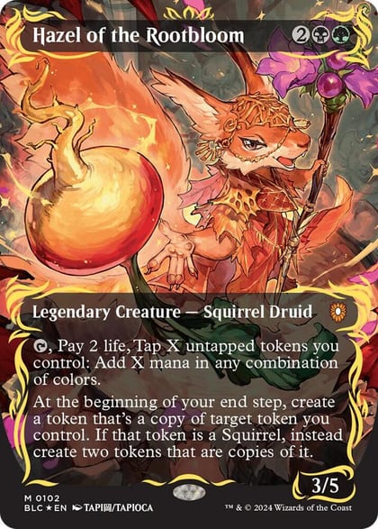 Hazel of the Rootbloom (Borderless) (Raised Foil), Commander: Bloomburrow 102