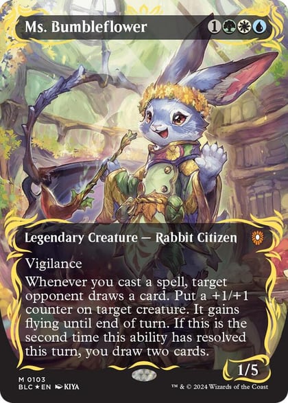 Ms. Bumbleflower (Borderless) (Raised Foil), Commander: Bloomburrow 103