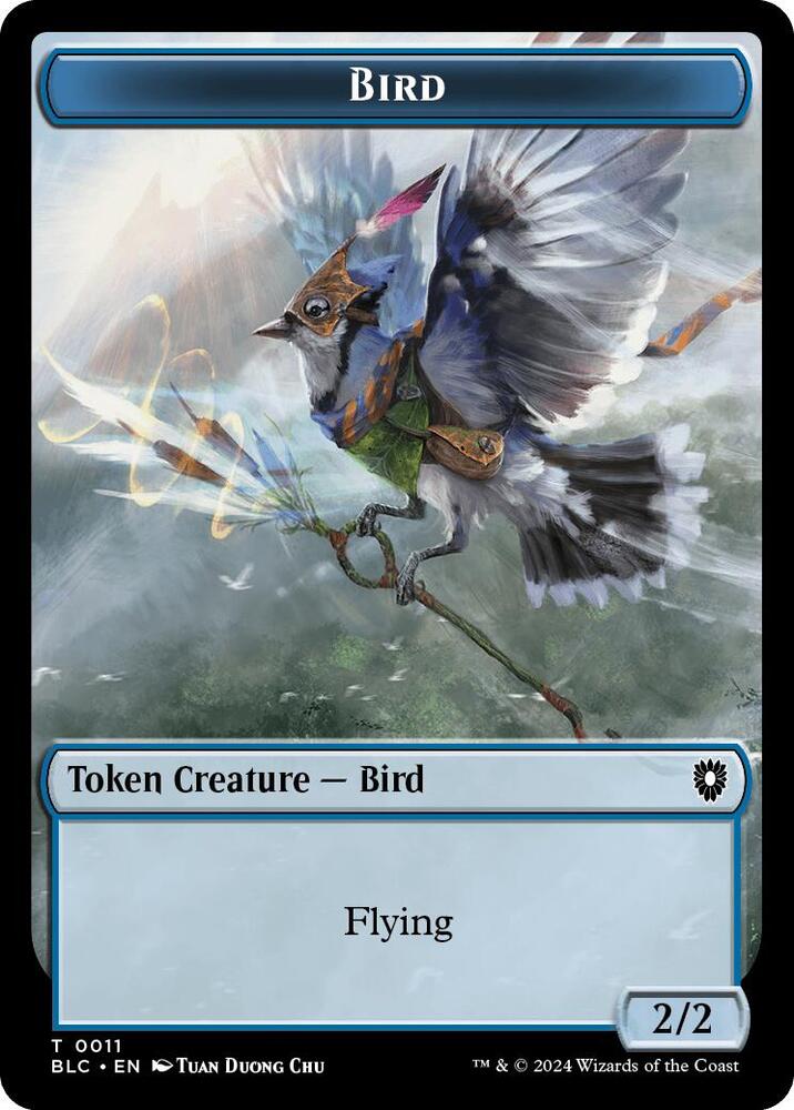 Bird (0011) // Shark Double-Sided Token, Commander: Bloomburrow 11 // 16