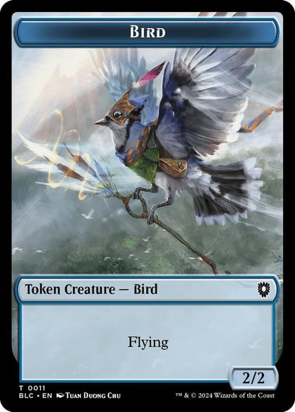 Bird (0011) // Shark Double-Sided Token, Commander: Bloomburrow 11 // 16