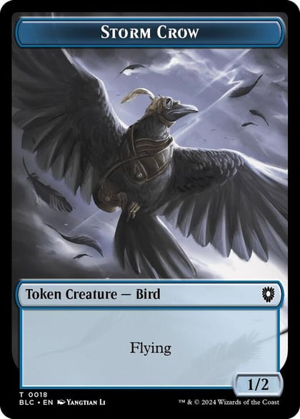 Storm Crow // Bird (003) Double-Sided Token, Commander: Bloomburrow 18 // 3