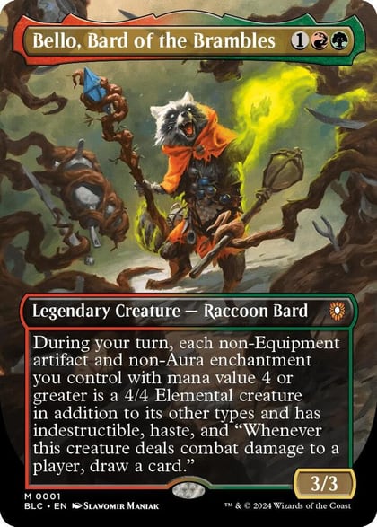 Bello, Bard of the Brambles (Borderless), Commander: Bloomburrow 1