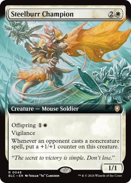 Steelburr Champion (Extended Art), Commander: Bloomburrow 48