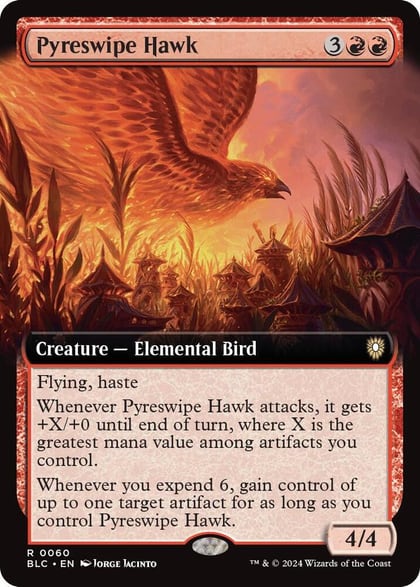 Pyreswipe Hawk (Extended Art), Commander: Bloomburrow 60