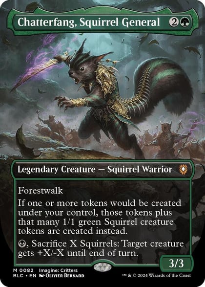 Chatterfang, Squirrel General (Borderless), Commander: Bloomburrow 82