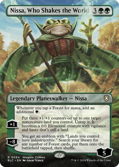 Nissa, Who Shakes the World (Borderless), Commander: Bloomburrow 84
