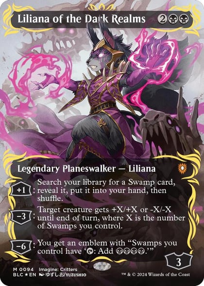 Liliana of the Dark Realms (Borderless) (Raised Foil), Commander: Bloomburrow 94