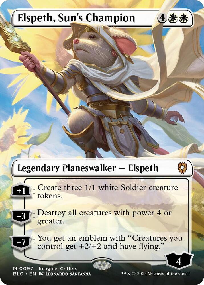Elspeth, Sun's Champion (Borderless), Commander: Bloomburrow 97