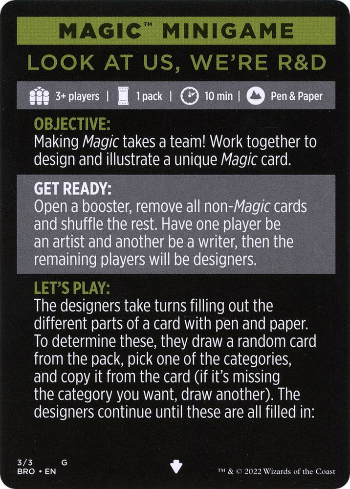 Magic Minigame: Look at Us, We're R&D, The Brothers' War 3