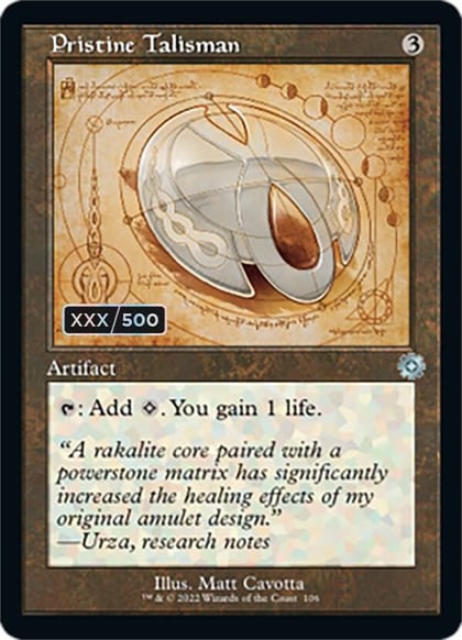 Pristine Talisman (Schematic) (Serial Numbered), The Brothers' War: Retro Frame Artifacts 106