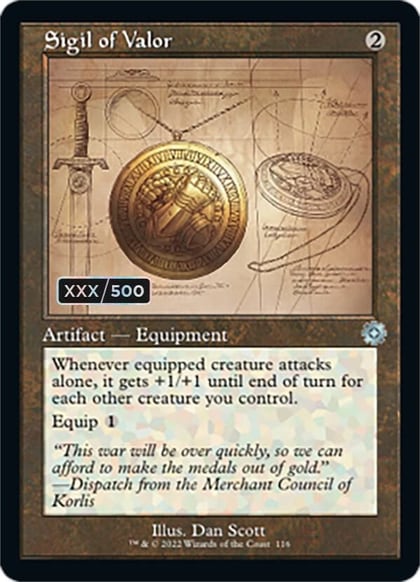 Sigil of Valor (Schematic) (Serial Numbered), The Brothers' War: Retro Frame Artifacts 116