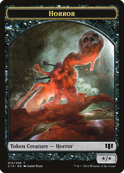 Horror // Zombie (016) Double-Sided Token, Commander 2014 15 // 16