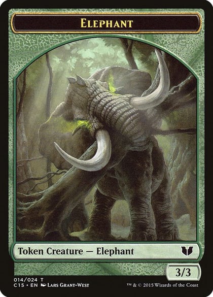 Elephant // Saproling Double-Sided Token, Commander 2015 14 // 16