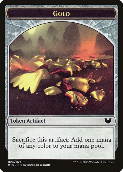 Gold // Knight (Vigilance) Double-Sided Token, Commander 2015 24 // 5