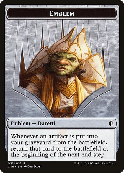 Emblem - Daretti, Scrap Savant // Thopter Double-Sided Token, Commander 2016 21 // 9