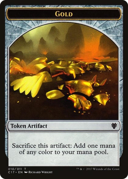 Gold // Cat Dragon Double-Sided Token, Commander 2017 10 // 9