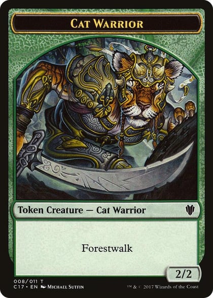 Cat Warrior // Rat Double-Sided Token, Commander 2017 8 // 3