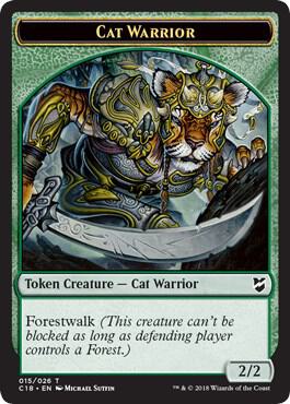 Cat Warrior // Elemental Double-Sided Token, Commander 2018 15 // 16