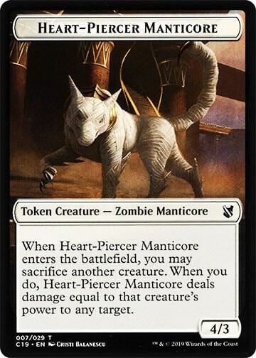 Heart-Piercer Manticore // Dragon Double-Sided Token, Commander 2019 7 // 12